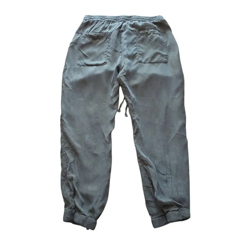 Johnny was womens Sz S cupra olive green silky Alice jogger trousers